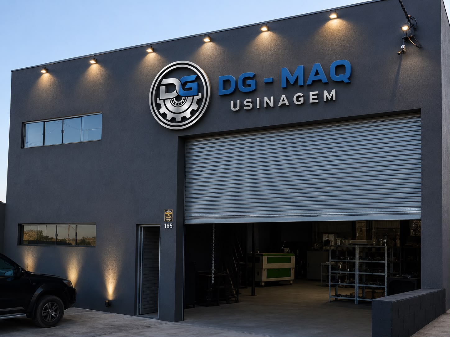 Fachada da oficina DG MAQ Usinagem na Vila Xavier, Piedade - SP